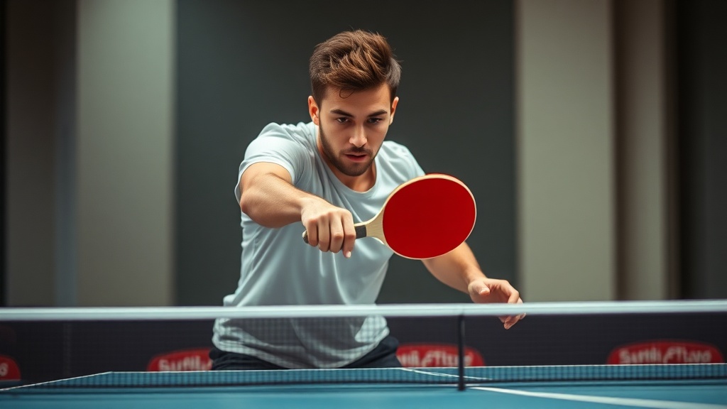 탁구 포핸드 스윙의 준비 자세를 보여주는 정면 각도 참고 이미지